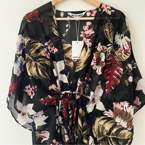 Walter Baker NWT Caftan Tulum Floral Swim Cover Up Resortwear Cruise Pool OS - Picture 3 of 9